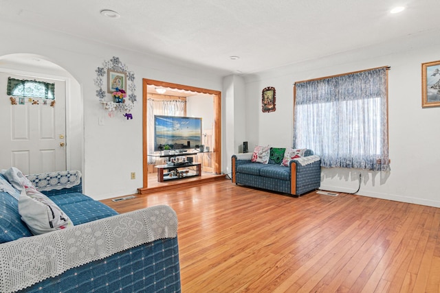 living room featuring hardwood / wood-style flooring