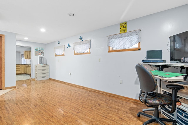 office area featuring hardwood / wood-style floors