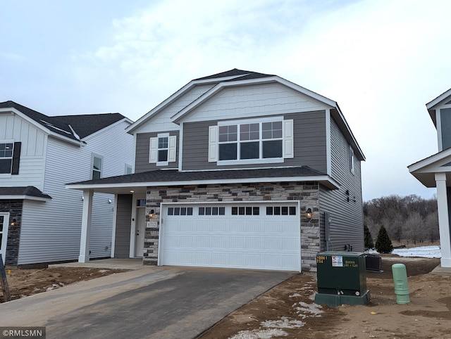 view of front property with a garage