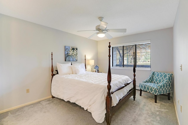 bedroom with carpet flooring and ceiling fan