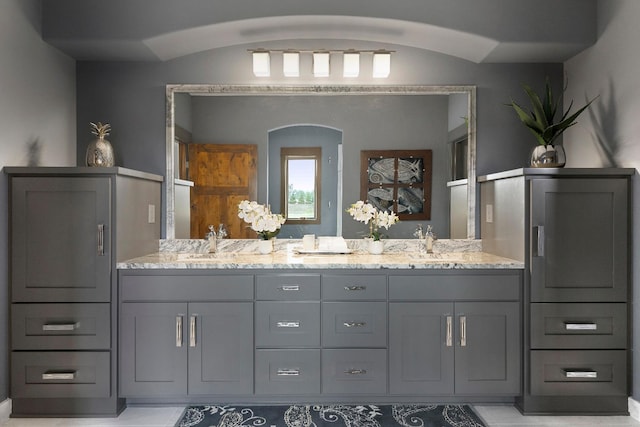 bathroom with vanity and tile patterned floors