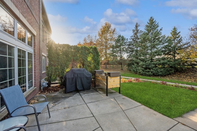 view of patio / terrace featuring a grill