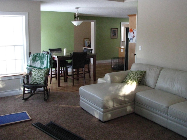 living room featuring dark hardwood / wood-style flooring