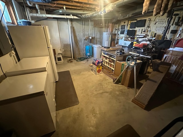 basement featuring water heater