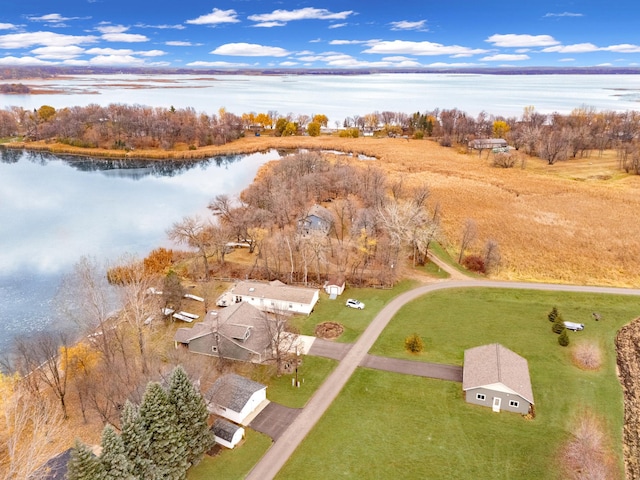 bird's eye view featuring a water view