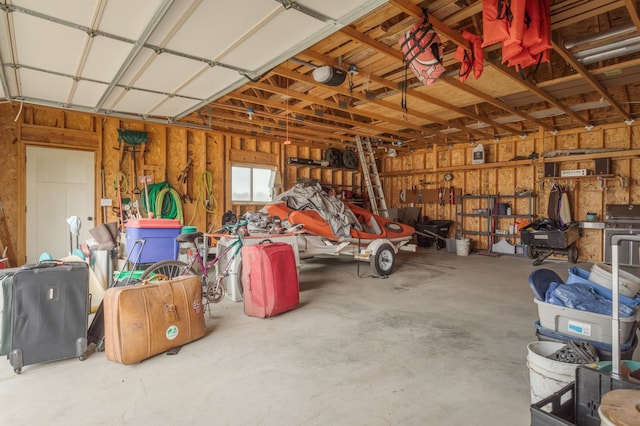 garage with a garage door opener