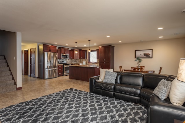 24539 Twilight Ln, Pelican Rapids, MN 56572 - living area featuring stairway and recessed lighting