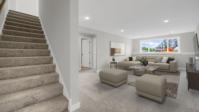 living room featuring carpet floors