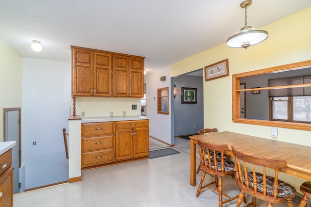 kitchen with hanging light fixtures