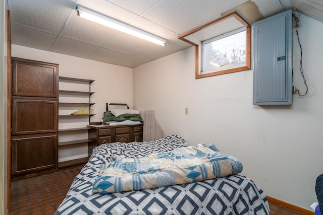 bedroom featuring electric panel