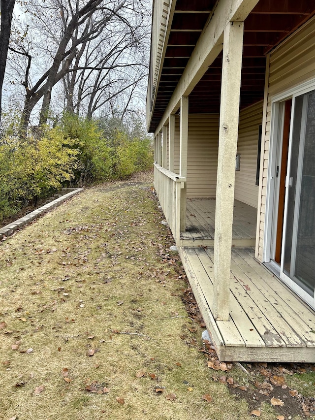 view of yard with a deck