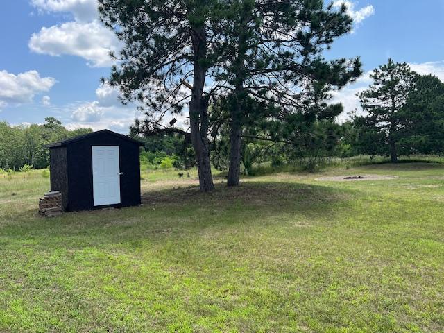 view of yard with a storage unit