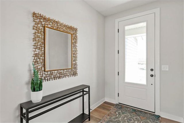 entryway with hardwood / wood-style flooring