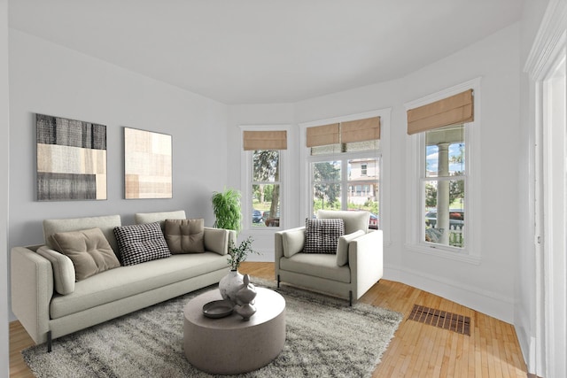 living room with hardwood / wood-style floors