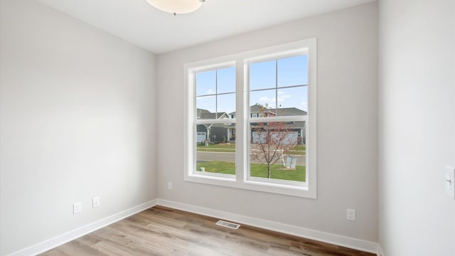 empty room with light hardwood / wood-style flooring and a wealth of natural light