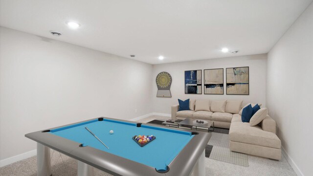 10238 Arrowwood Path, Woodbury, MN 55129 - rec room with carpet floors, recessed lighting, baseboards, and billiards table