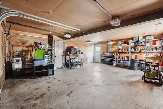 garage with a garage door opener