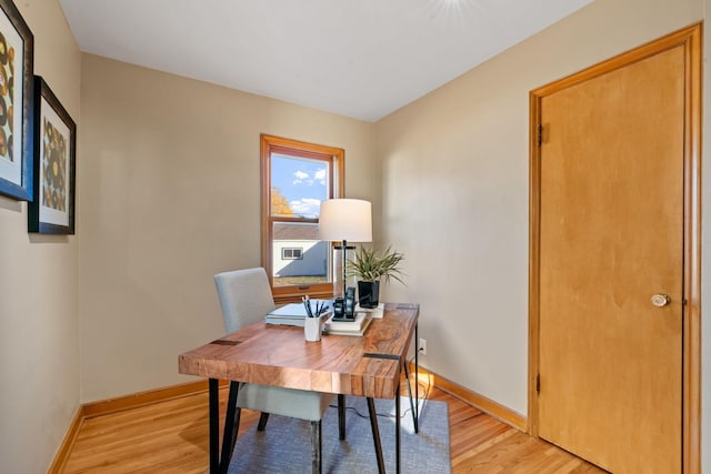 office space featuring light hardwood / wood-style floors