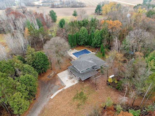 drone / aerial view featuring a rural view