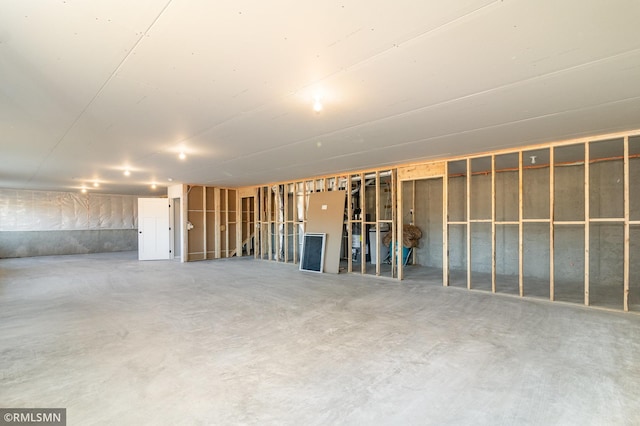 view of unfinished basement