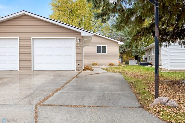 exterior space with a garage