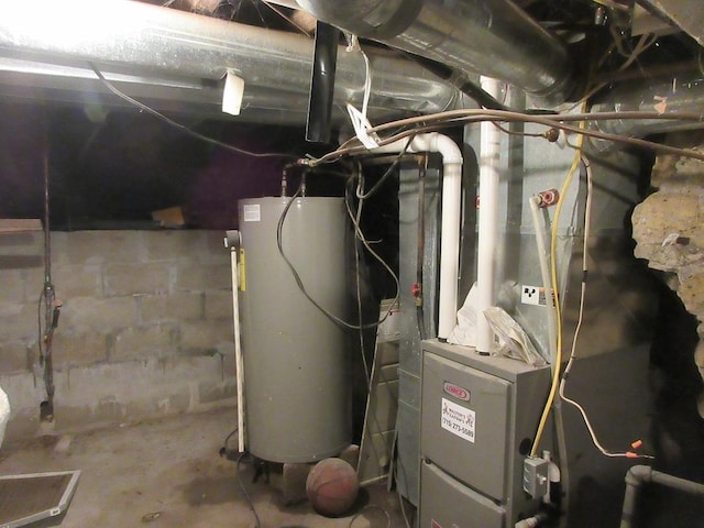 utility room with water heater