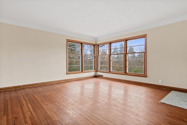 empty room with a healthy amount of sunlight and wood-type flooring