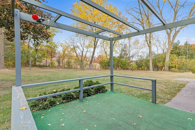 deck featuring a lawn