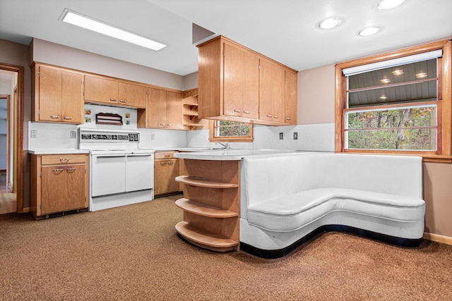 kitchen featuring white range