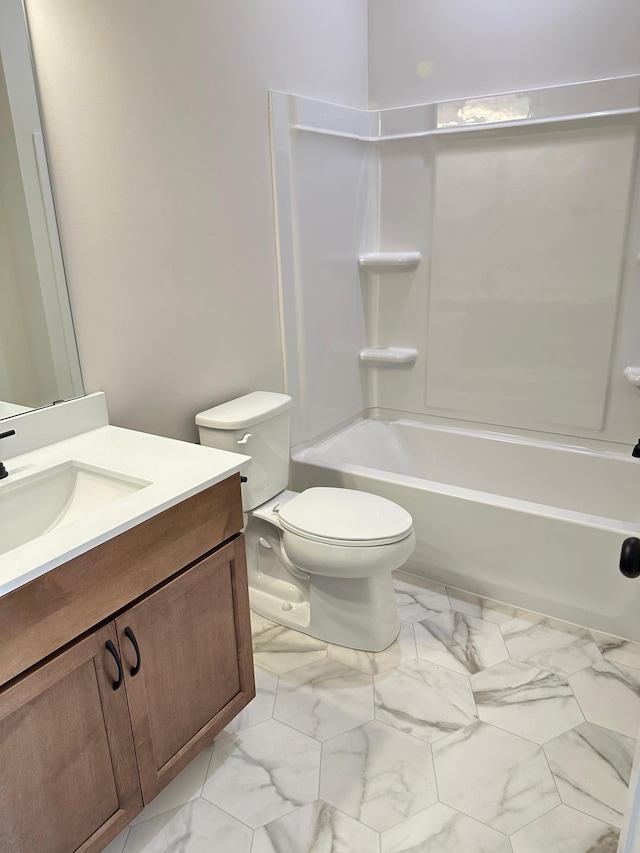 full bathroom featuring vanity, toilet, and shower / bath combination