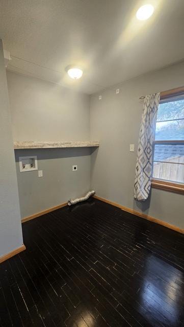 laundry area featuring washer hookup, dark hardwood / wood-style floors, and electric dryer hookup