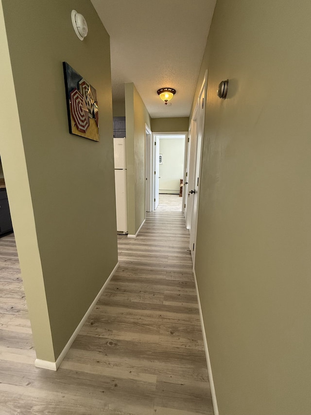 corridor with light hardwood / wood-style flooring