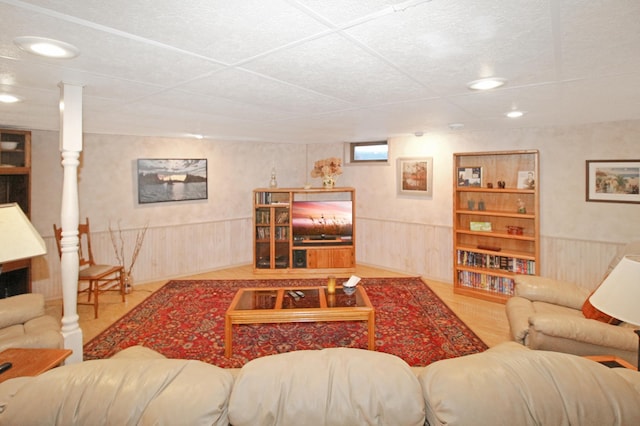 living room with hardwood / wood-style flooring