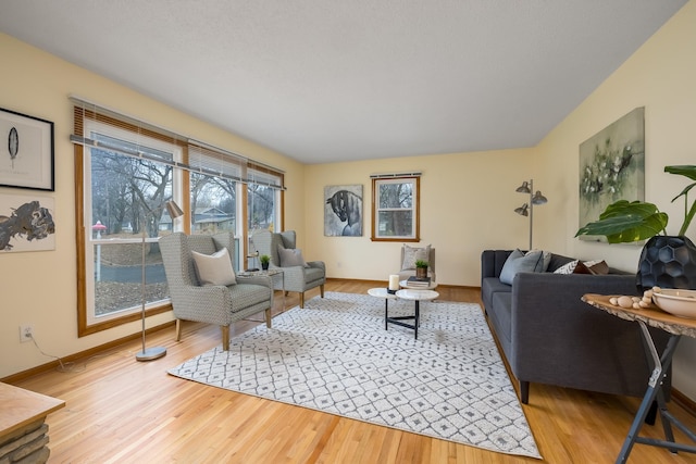 living room featuring light wood-type flooring