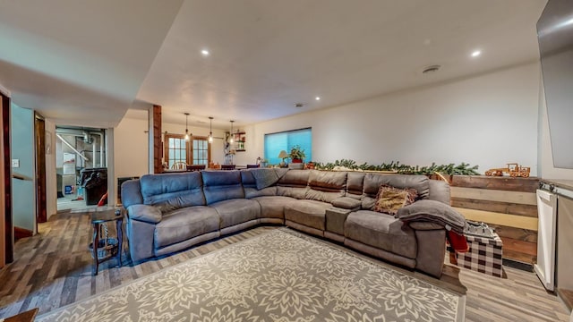 living room with wood-type flooring