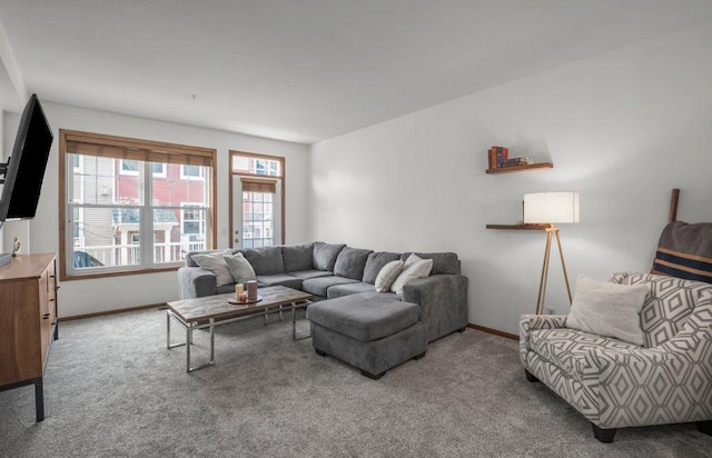 living room featuring carpet floors