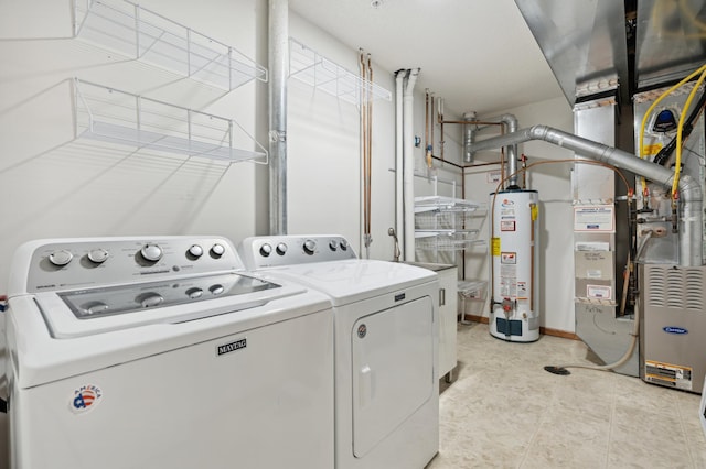 laundry room featuring separate washer and dryer and gas water heater