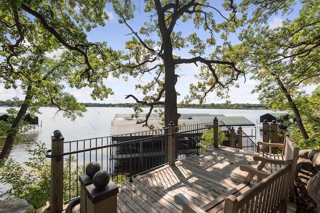 deck with a water view