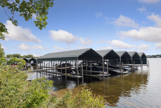 dock area featuring a water view