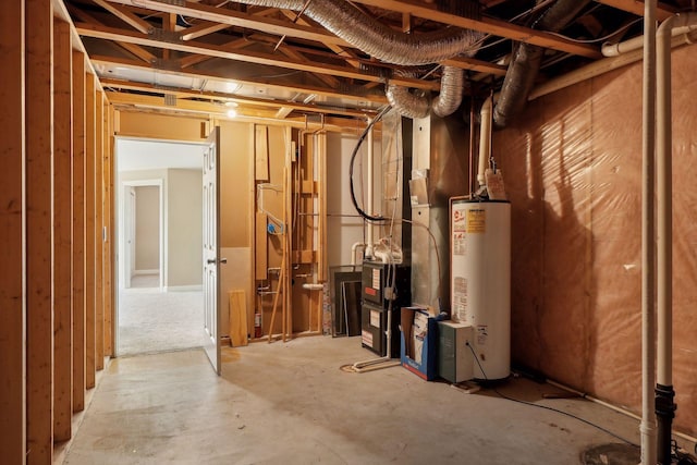 basement with water heater