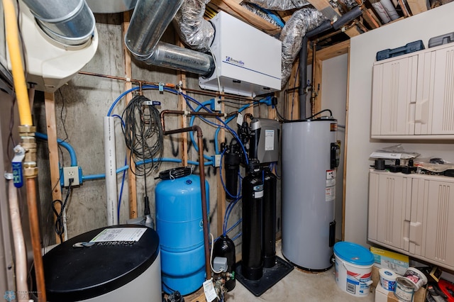 utility room with water heater