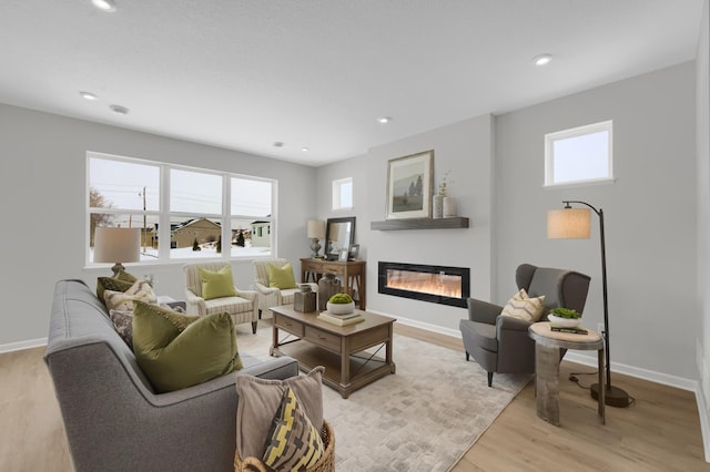 living room featuring light wood-type flooring