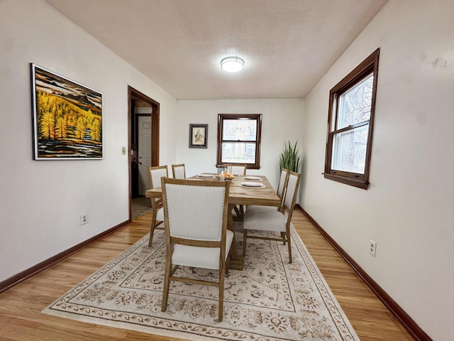 dining area featuring hardwood / wood-style flooring, a textured ceiling, and a wealth of natural light