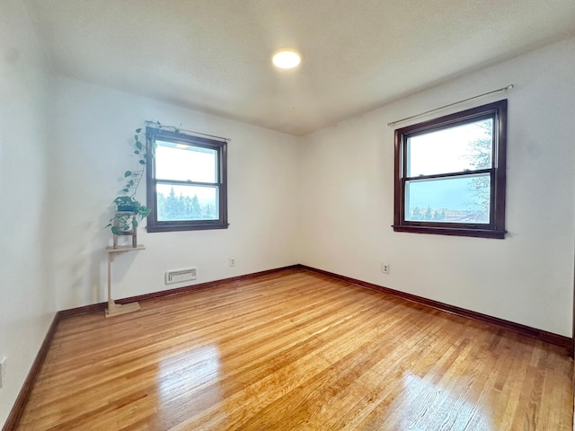 spare room with light hardwood / wood-style flooring and a wealth of natural light