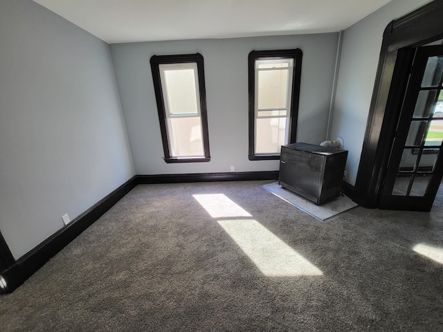 unfurnished living room featuring carpet floors