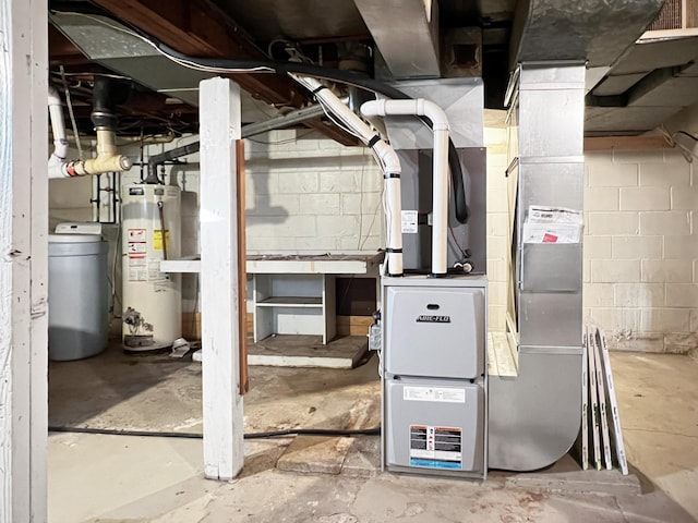 utility room with gas water heater