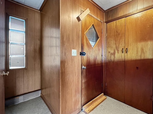 interior space with wood walls