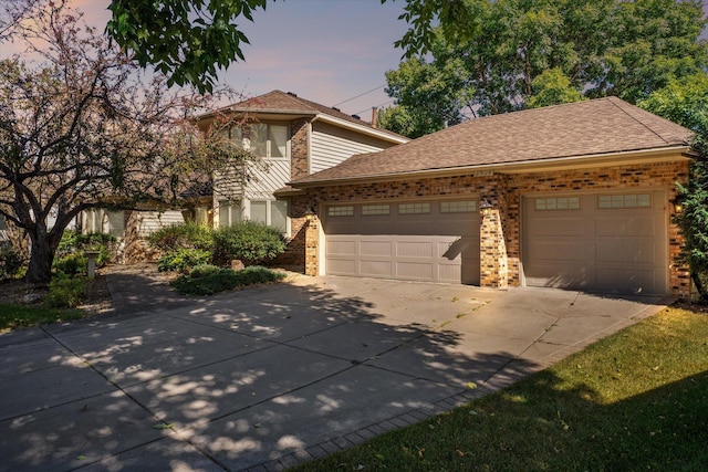 view of front of house with a garage