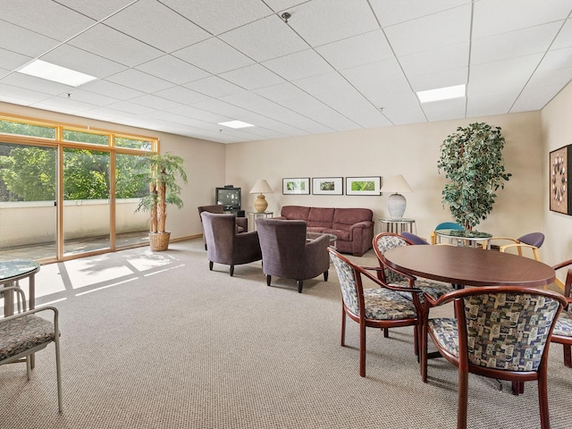 view of carpeted dining room