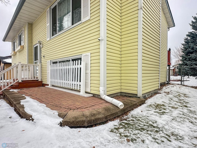 view of snow covered exterior